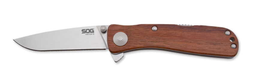 SOG Twitch II Assisted Flipper 2.65" Satin Blade Rosewood Handles (SOG-TWI17-CP)