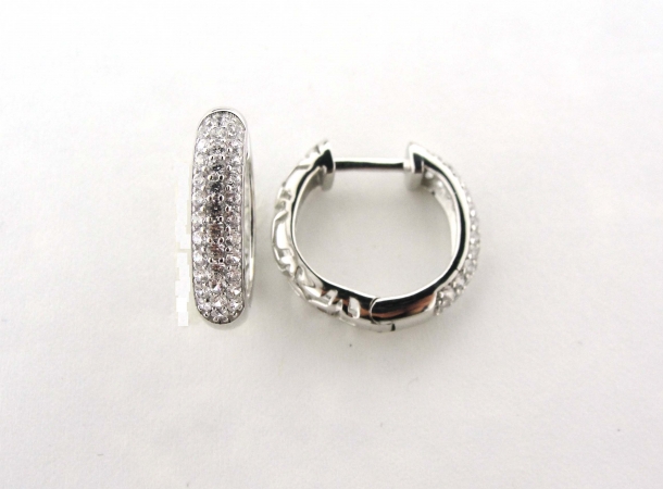 Micro Pave Silver And Cz Earring