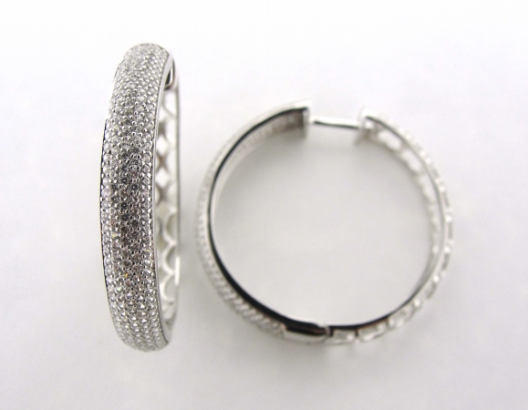 Micro Pave Silver And Cz Earring