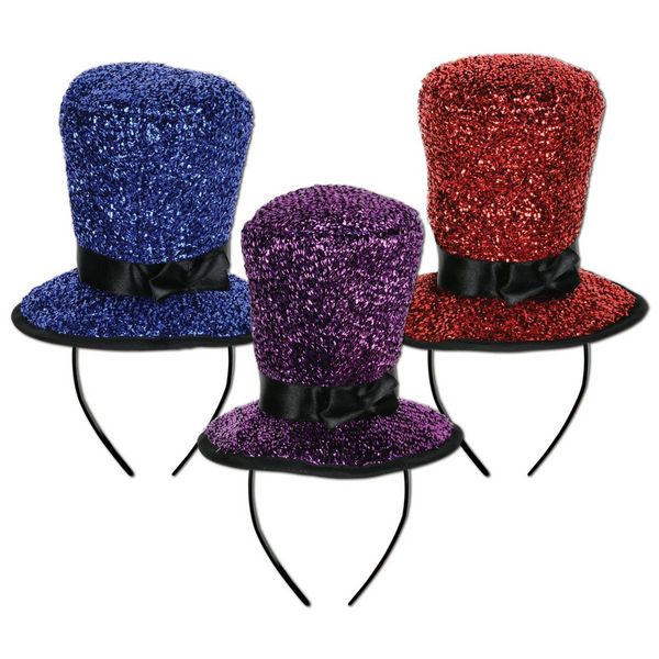 DDI 1277278 Sparkling Top Hat Headbands Case of 12