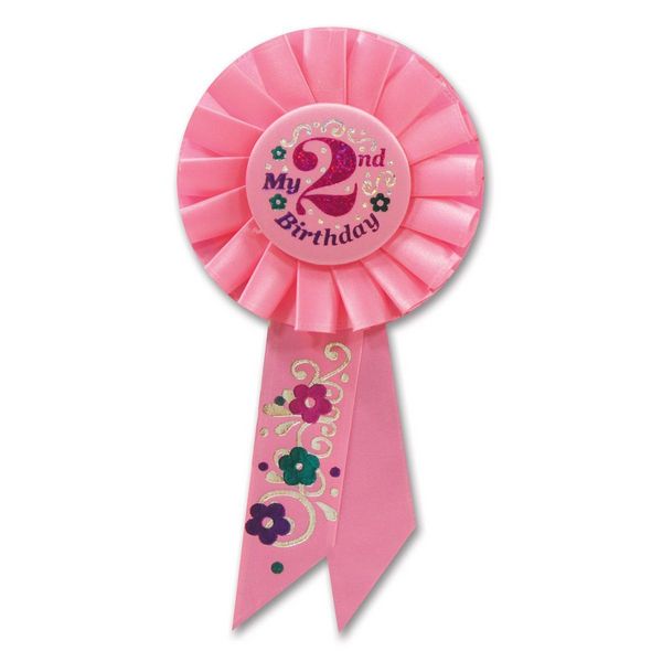 Picture of Beistle RS052P My 2nd Birthday Rosette - Pack of 6