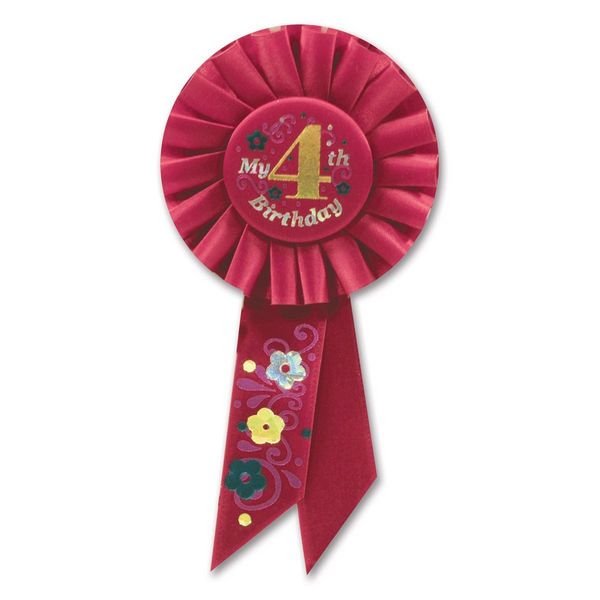 Beistle  My 4th Birthday Rosette - Pack of 6
