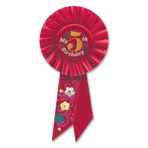 Picture of Beistle RS055R My 5th Birthday Rosette - Pack of 6