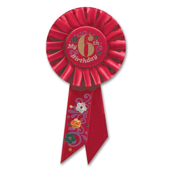 Beistle  My 6th Birthday Rosette - Pack of 6