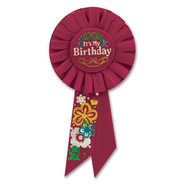 Beistle RS191 Red It is My Birthday Rosette - Pack of 6