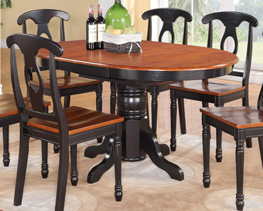 East West Furniture KT-BLK-T Kenley 42'' x 60'' Single Pedestal Oval Dining Table with 18'&apos