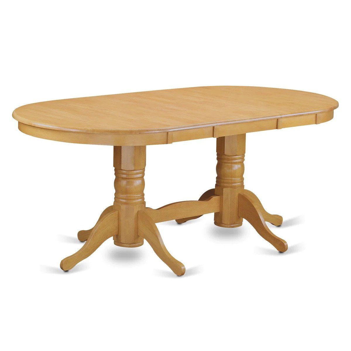 VT-OAK-T Vancouver Oval Double Pedestal Dining Room Table with 17'' Butterfly Leaf