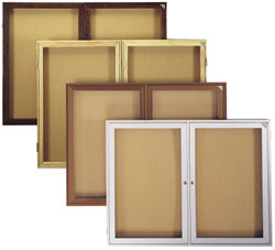 Ghent PN13624K 36 in. x 24 in. 1-Door Wood Frame Walnut Finish Enclosed Tackboard - Natural Cork