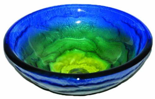 MARE Blue  Yellow  and Green Swirled Round Glass Vessel Sink  16.5 Inch Diameter  Blue  Yellow -  H2H, H2104749