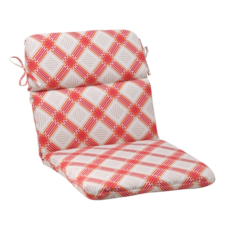 Picture of Pillow Perfect 506500 Outdoor Pretty Edge Rounded Chair Cushion in Tigerlily - Pink-Orange-Ivory