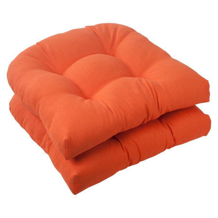 Picture of Pillow Perfect 496726 Sundeck Orange Wicker Seat Cushion (Set of 2)