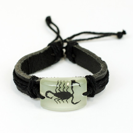 Picture of ED SPELDY EAST NBL212 Bracelet  Leather  Black Scorpion  Glow in the Dark Back