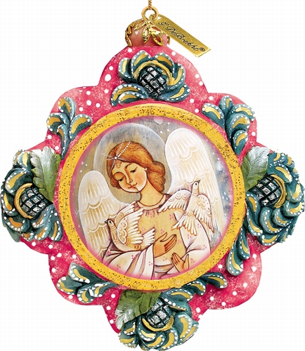 G.Debrekht Artistic Studios Angel With Doves Ornament 4.5 in.