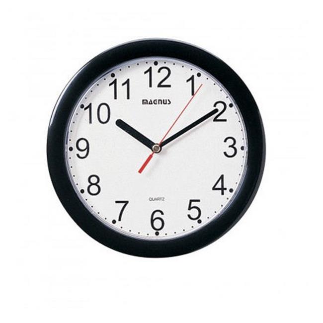 8 in. Dia Round Wall Clock with Plastic Face - Black