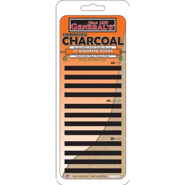 Picture of Generals 95712ABP Compressed Charcoal Stick Set - 12 Pieces