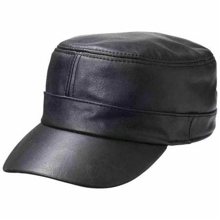 Picture of Casual Outfitters Solid Genuine Lambskin Leather Cap