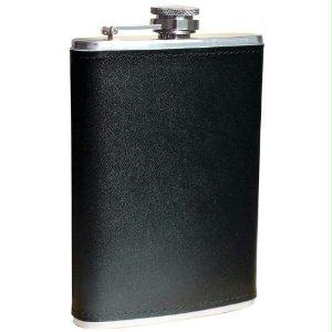 Picture of Maxam 8oz Stainless Steel Flask With Solid Genuine Leather Wrap