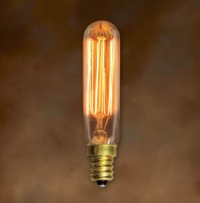 Picture of Bulbrite Pack of (4) 25 Watt Dimmable Antique T6 Incandescent Light Bulbs with Candelabra (E12) Base  2200K Amber Light