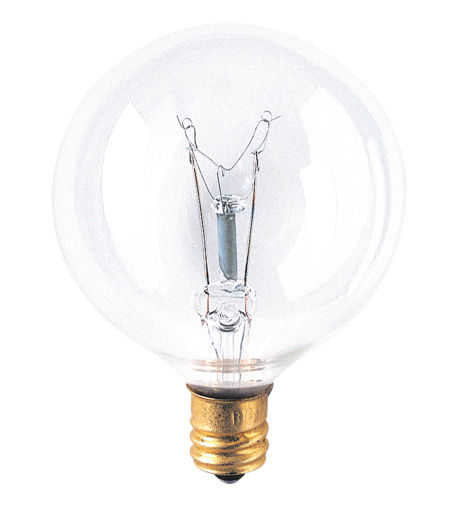 Picture of Bulbrite 311015 15-Watt Incandescent G16.5 Globe- Candelabra Base- Clear  - Pack of 40
