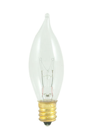Picture of Bulbrite 403210 10-Watt Incandescent Flame Tip CA7 Chandelier Bulb- Candelabra Base- Clear - Pack of 25