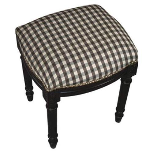 Picture of 123 Creations C694BFS Gingham-Black Fabric Upholstered Stool