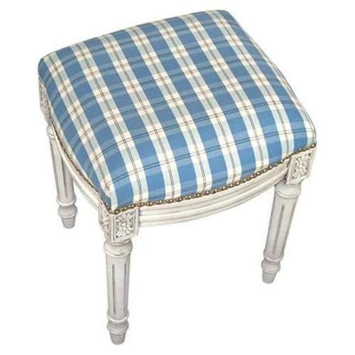 Picture of 123 Creations C697WFS Plaid-Blue Fabric Upholstered Stool