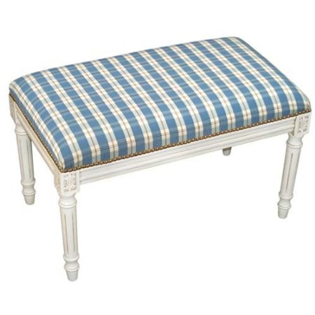 Picture of 123 Creations C697WBC Plaid-Blue Fabric Upholstered Bench