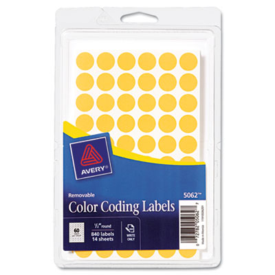 Picture of Avery 05062 Removable Self-Adhesive Color-Coding Labels  .5 in dia  Neon Orange  840-Pack