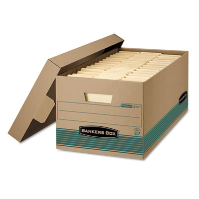 Picture of Bankers Box FEL1270101 Stor-File Extra Strength Storage Box  Letter  Lift-Off Lid  Kft-Green  12-Carton