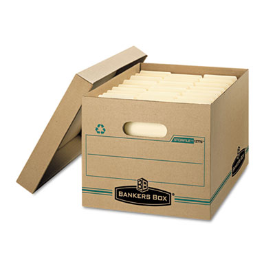 Picture of Bankers Box FEL1277601 Stor-File Storage Box  Letter-Legal  Lift-off Lid  Kraft-Green  12-Carton