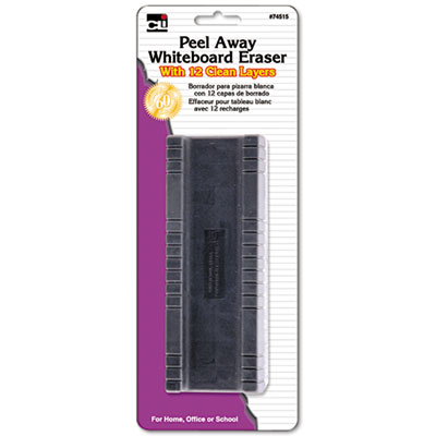 Picture of Charles Leonard 74515 Peel-Away Dry Erase Board Eraser with 12 Disposable Pads  Felt  5 in.