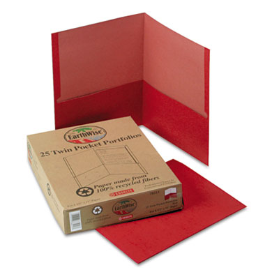 Picture of Earthwise By Oxford 78511 Earthwise 100 Percent Recycled Paper Twin-Pocket Portfolio  Red