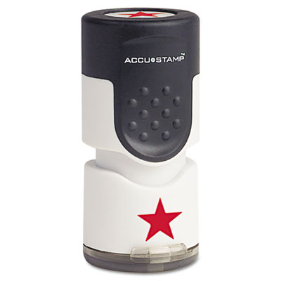 Picture of Accustamp 030726 Pre-Inked Round Stamp with Anti Bacteria&amp;#44; Star&amp;#44; .63 in. dia.&amp;#44; Red
