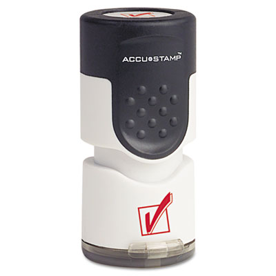 Picture of Accustamp 035658 Pre-Inked Round Stamp with Anti Bacteria&amp;#44; Check Mark&amp;#44; .63 in. dia&amp;#44; Red