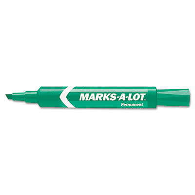 Picture of Marks-A-Lot 07885 Permanent Marker  Regular Chisel Tip  Green  Dozen