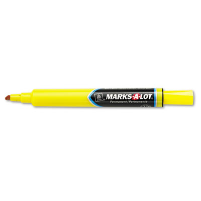 Picture of Marks-A-Lot 08882 Permanent Marker  Large Chisel Tip  Yellow  Dozen
