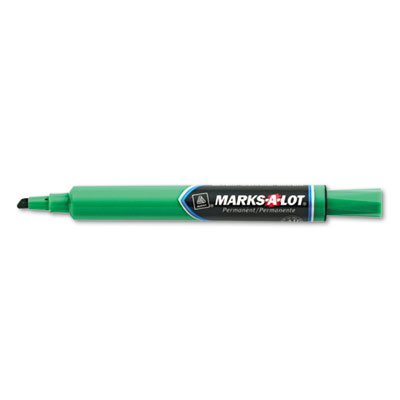 Picture of Marks-A-Lot 08885 Permanent Marker  Large Chisel Tip  Green  Dozen