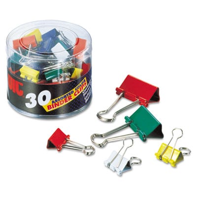 Binder Clips- Metal- Assorted Colors-Sizes- 30-Pack