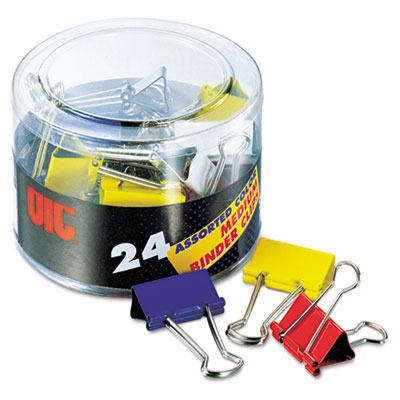OIC-31029 Binder Clips  Metal  Assorted Colors  Medium  24-Pack