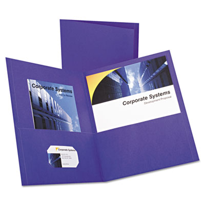 Picture of Oxford ESS57514 Twin-Pocket Portfolio  Embossed Leather Grain Paper  Purple  25-Box