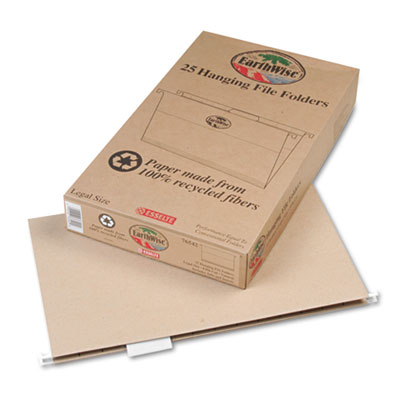 76542 Earthwise 100 Percent Recycled Paper Hanging Folders Kraft Legal Natural 25-Box