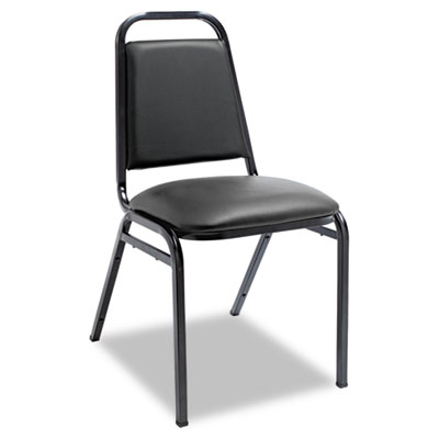Picture of Alera ALESC68VY10B Upholstered Stacking Chairs with Square Back- Black Vinyl- Black Frame- 4-Carton