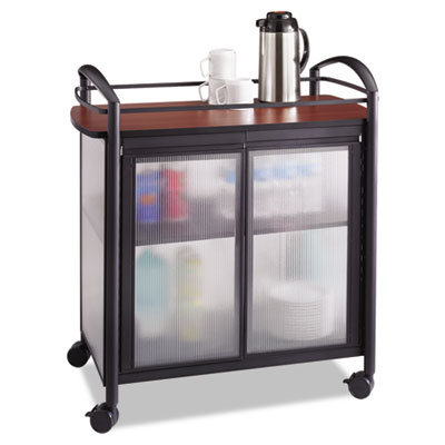 Safco 8966BL Impromptu Refreshment Cart  1-Shelf  34w x 21.25d x 36.5h  Cherry-Black -  Safco Products