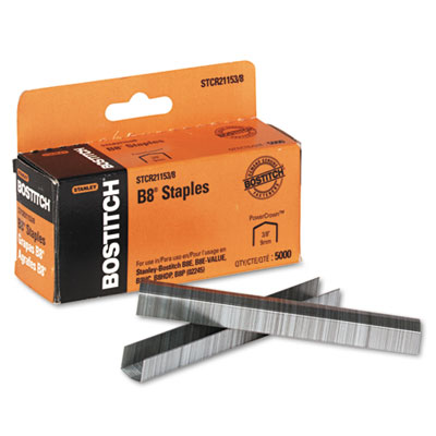 Picture of Stanley Bostitch BOS-STCR21153-8 B8 Powercrown Staples- .38 Inch Leg Length- 5-000-Box