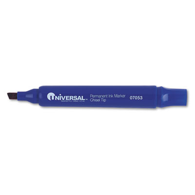 Picture of Universal 07053 Permanent Markers  Chisel Tip  Blue  Dozen