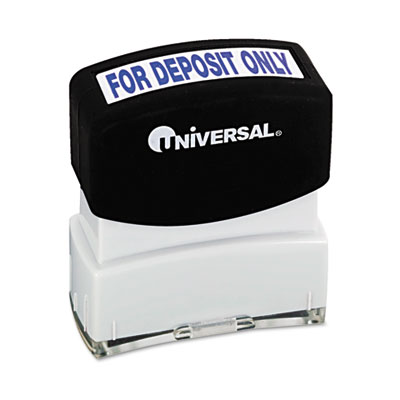 Picture of Universal UNV10056 Message Stamp- for DEPOSIT ONLY- Pre-Inked-Re-Inkable- Blue