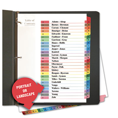 Picture of Universal UNV24812 Table of Contents Dividers- Assorted Color 26-Tab- A-Z- Letter- White- 26-Set