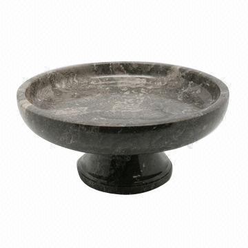 Picture of EVCO International 74760 Charcoal Marble 10 in. x 10 in. Fruit Bowl on Pedestal