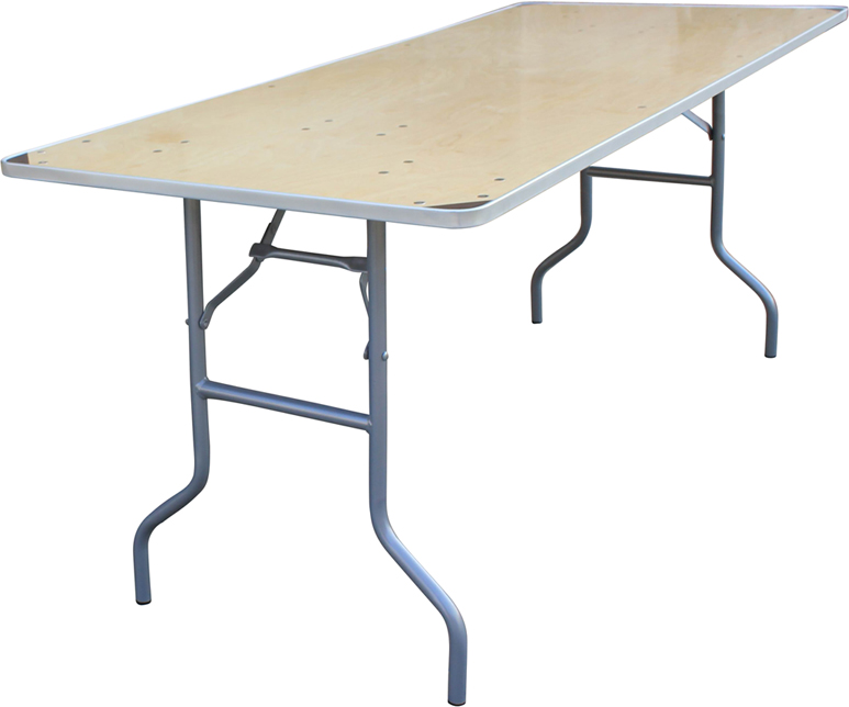 30 x 72 Rectangular HEAVY DUTY Birchwood Folding Banquet Table with METAL Edges and Protective Corner Guards - XA-3072-BIRCH-M-GG
