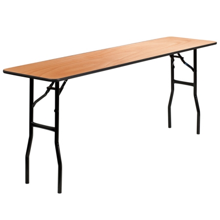 18 x 72 Rectangular Wood Folding Training - Seminar Table with Smooth Clear Coated Finished Top -